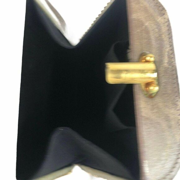 Vintage Comeco Gold Chainmail Purse Gray Leather - Picture 9 of 9